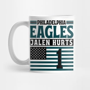 Philadelphia Eagles Jalen Hurts 1 American Flag Football Mug